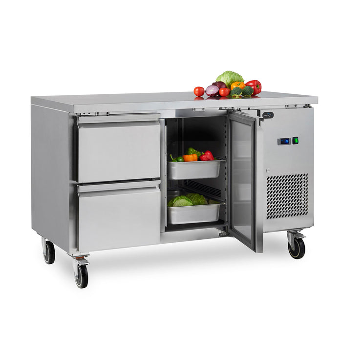 Two Door Counter Refrigerator – 1 Drawer Bank - 1360mm - Aquilo Refrigeration