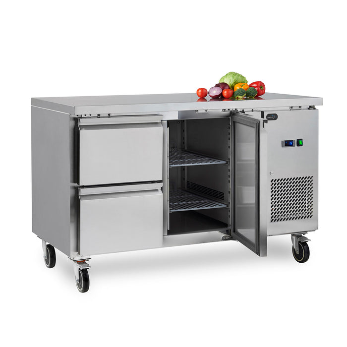 Two Door Counter Refrigerator – 1 Drawer Bank - 1360mm - Aquilo Refrigeration