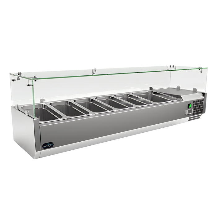 Countertop Prep Refrigerator with Flat Glass - 1/3GN - 1500mm - Aquilo Refrigeration