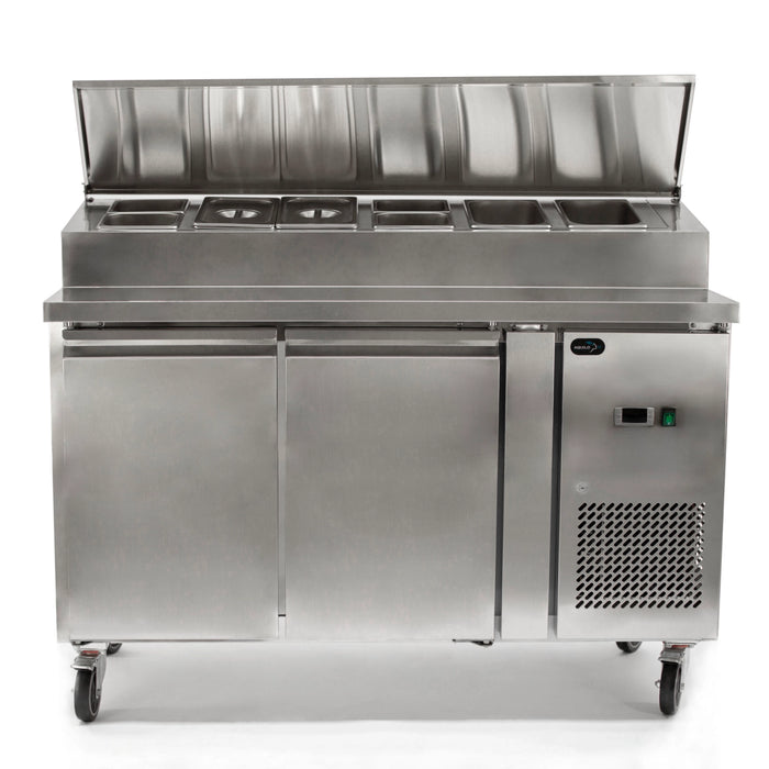 Two Door Counter Refrigerator with Raised Pan Holders - 1360mm - Aquilo Refrigeration
