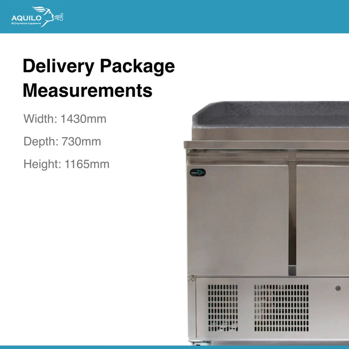 Three Door Pizza Refrigerator with Granite Top - 1365mm - Aquilo Refrigeration