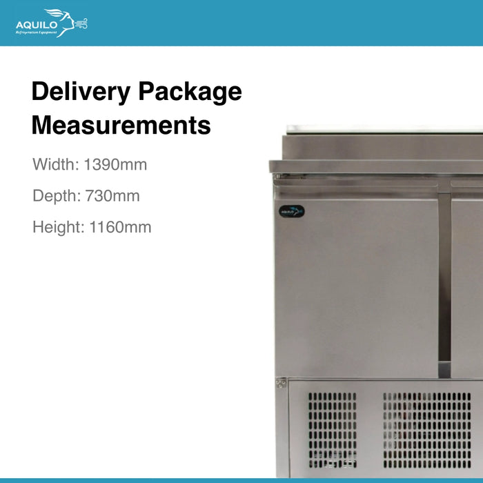 Two Door Counter Refrigerator with Raised Pan Holders - 1360mm - Aquilo Refrigeration