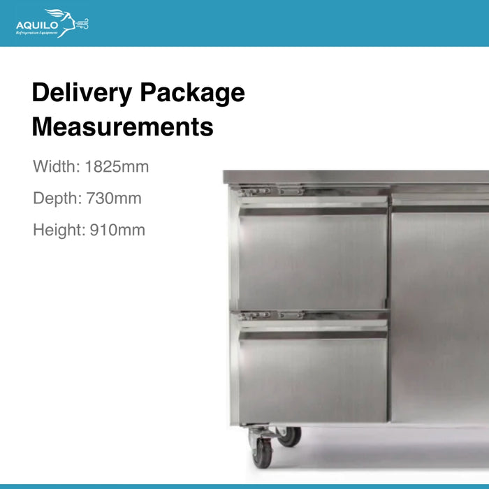 Three Door Counter Refrigerator with Drawer Bank - 1795mm - Aquilo Refrigeration
