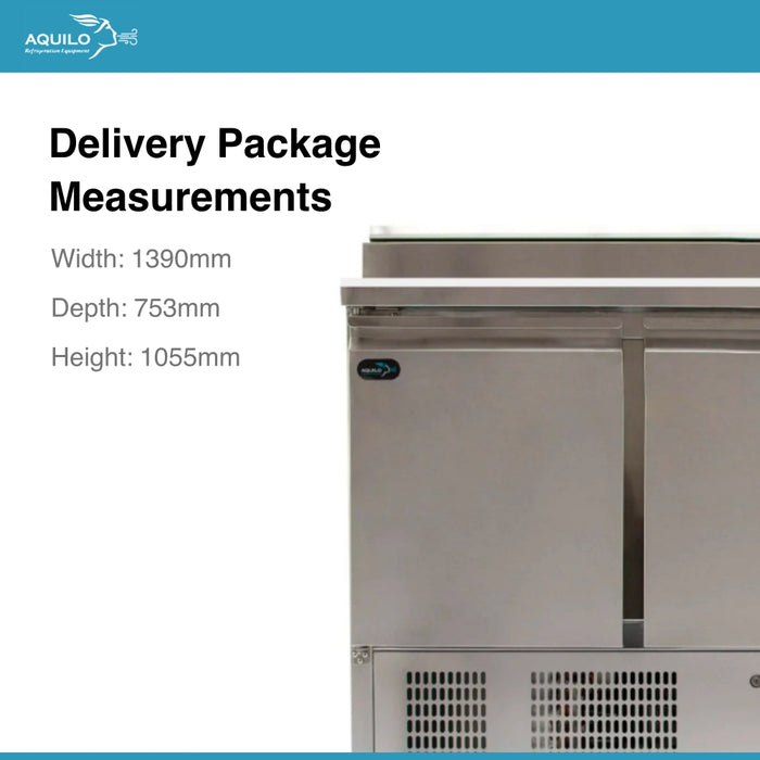 Three Door Counter Refrigerator with Saladette Top - 1365mm - Aquilo Refrigeration
