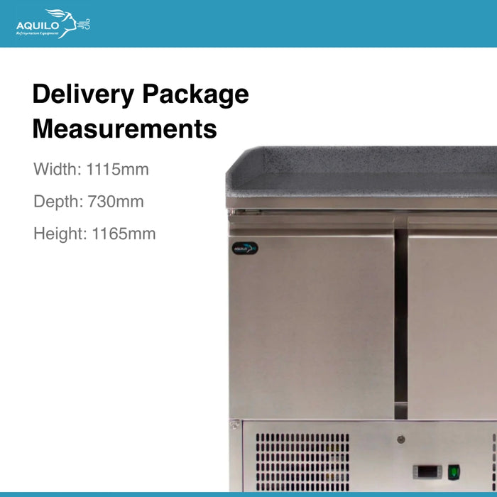 Two Door Pizza Refrigerator with Granite Top - 1045mm - Aquilo Refrigeration