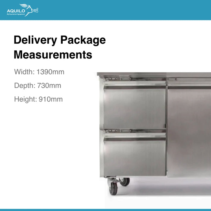 Two Door Counter Refrigerator – 1 Drawer Bank - 1360mm - Aquilo Refrigeration