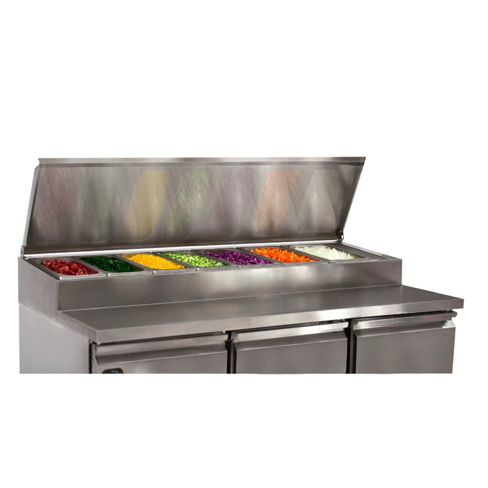 Three Door Refrigerated Counter with Raised Pan Holders -1365mm
