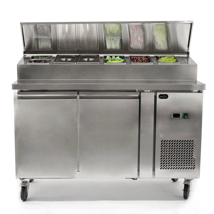 Two Door Counter Refrigerator with Raised Pan Holders - 1360mm - Aquilo Refrigeration