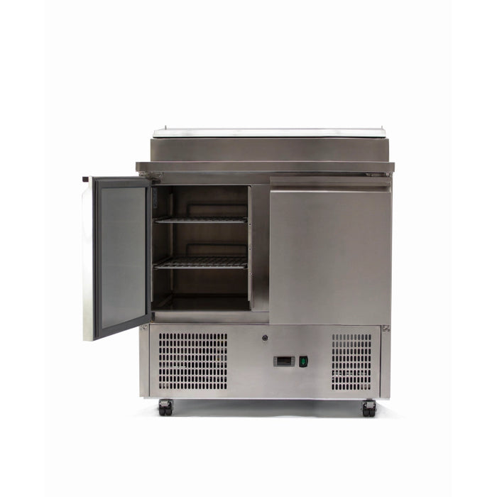 Two Door Counter Refrigerator with Raised Pan Holders - 900mm - Aquilo Refrigeration