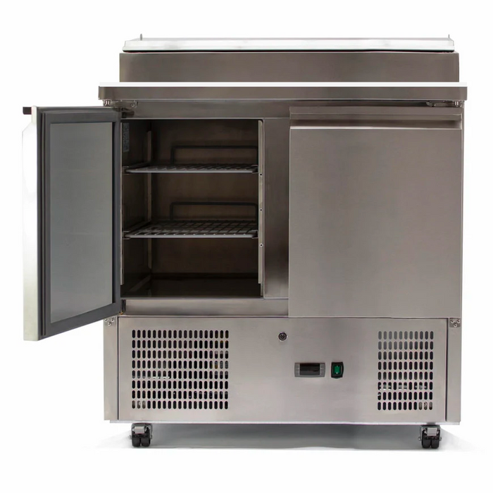 Two Door Counter Refrigerator with Saladette Top - 1045mm - Aquilo Refrigeration