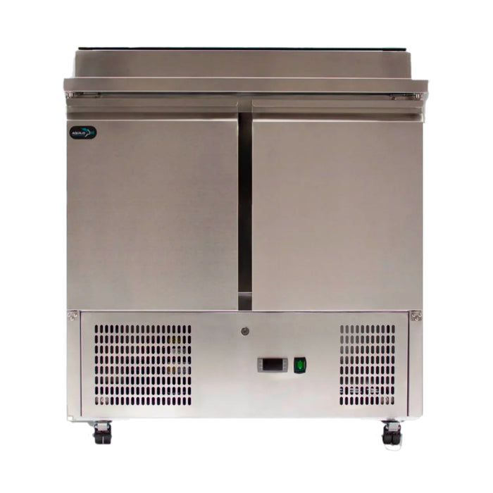 Two Door Counter Refrigerator with Raised Pan Holders - 900mm - Aquilo Refrigeration