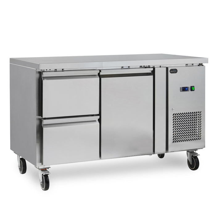 Two Door Counter Refrigerator – 1 Drawer Bank - 1360mm - Aquilo Refrigeration