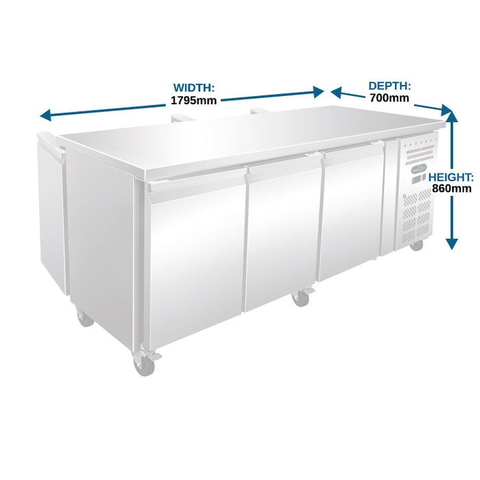 Three Door Pass Through Counter Refrigerator - 1795mm - Aquilo Refrigeration