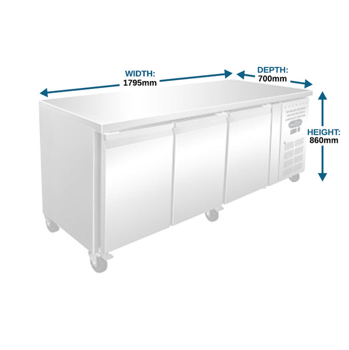 Three Door Counter Refrigerator - 1795mm - Aquilo Refrigeration