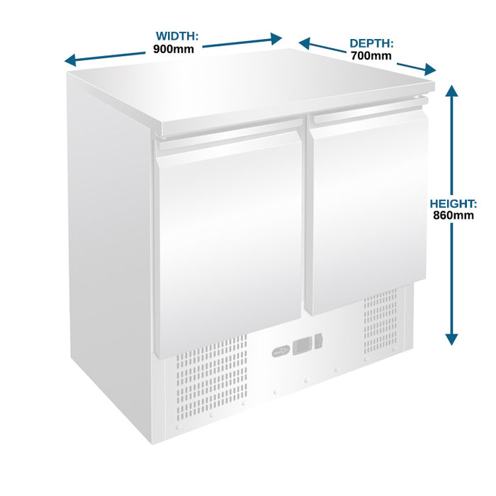 Two Door Counter Refrigerator - 900mm - Aquilo Refrigeration
