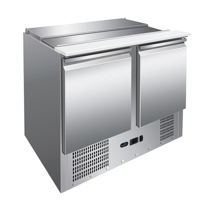 Two Door Counter Refrigerator with Saladette Top - 1045mm - Aquilo Refrigeration