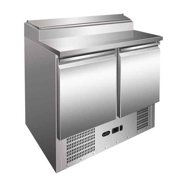 Two Door Counter Refrigerator with Raised Pan Holders - 900mm - Aquilo Refrigeration
