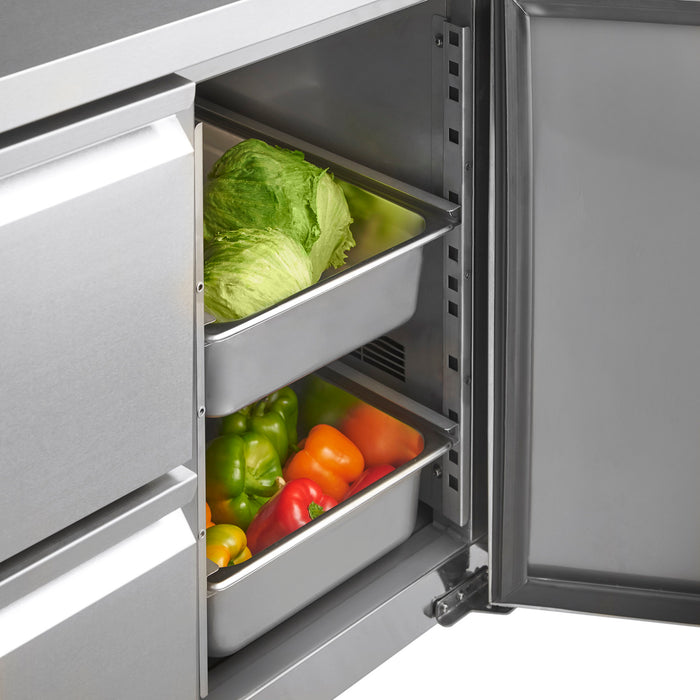 Two Door Counter Refrigerator – 1 Drawer Bank - 1360mm - Aquilo Refrigeration