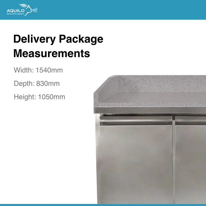 Two Door Pizza Refrigerator with Granite Top - 1510mm - Aquilo Refrigeration