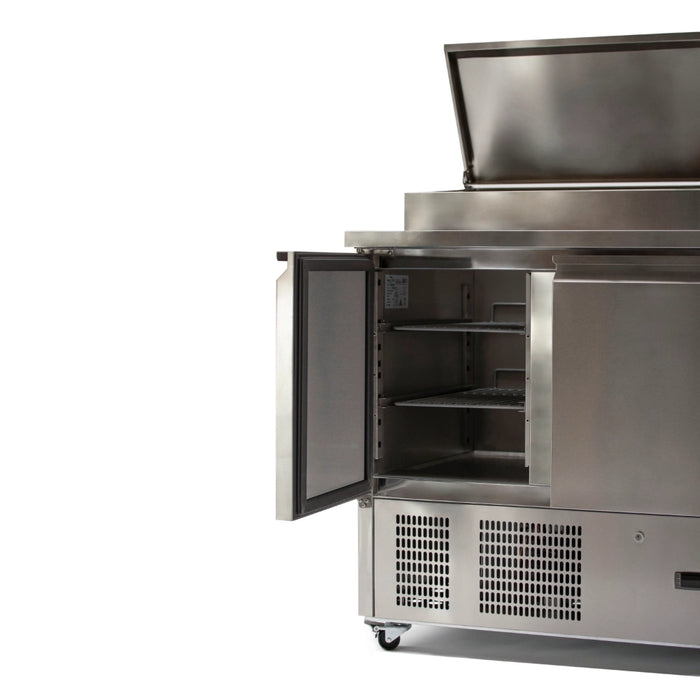 Three Door Refrigerated Counter with Raised Pan Holders -1365mm