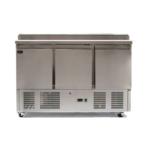 Three Door Counter Refrigerator with Saladette Top - 1365mm - Aquilo Refrigeration